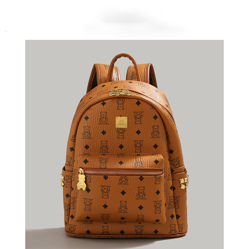 Luxury Brand Designer Bag Cute Bear Commuter Backpack 2025 New Fashion Versatile Trendy Women's College Student Backpack Large Capacity School Ba