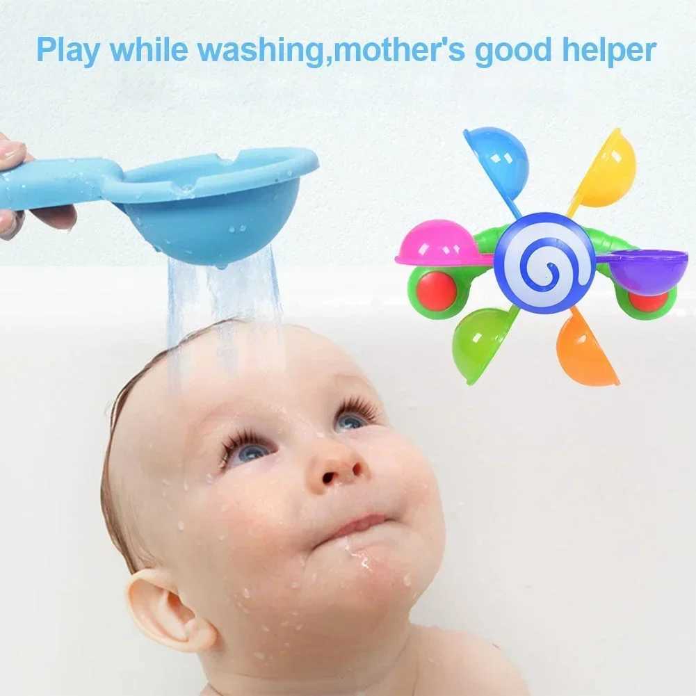 Rainbow Windmill Toddlers Bathing Sucker Water Spray Toy Colorful Waterwheel Baby Bath Toys Set Shower Sprinkler Toy C250915