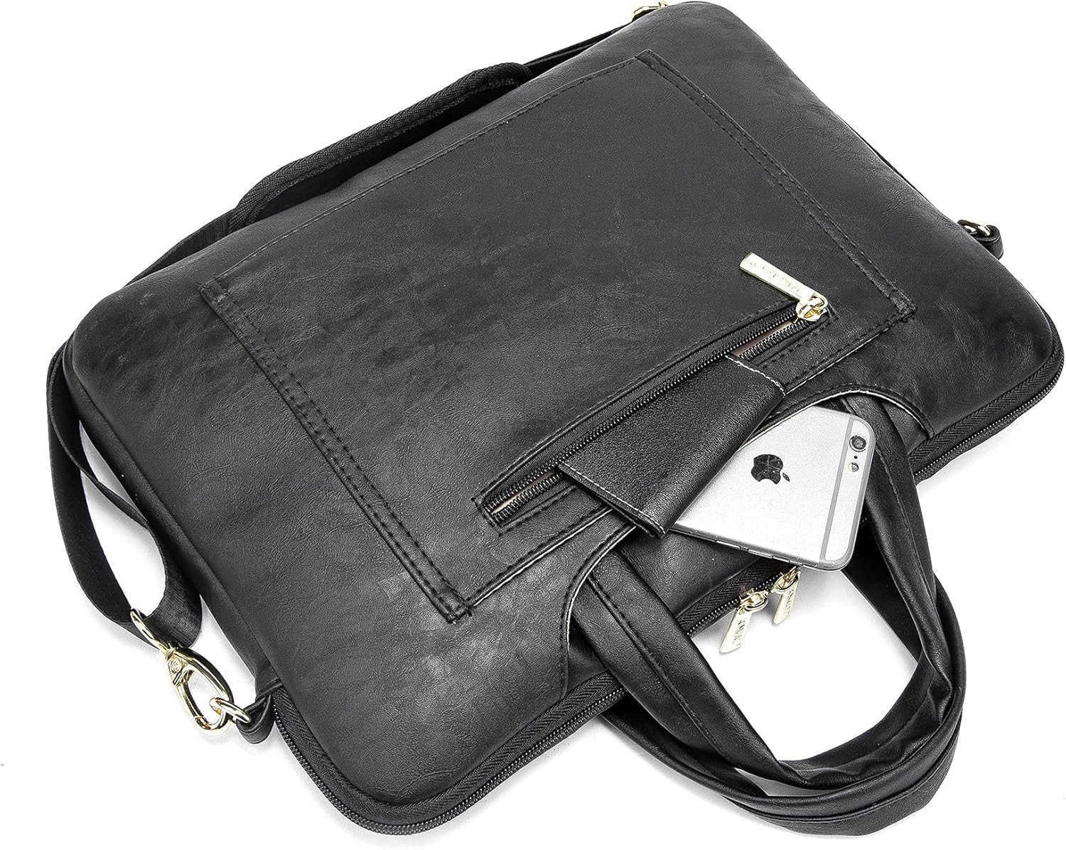 360 Protective Waterproof PU Leather Laptop Shoulder Messenger Sleeve Briefcase case Bag 13 inch14 inch Coffee PUW250915