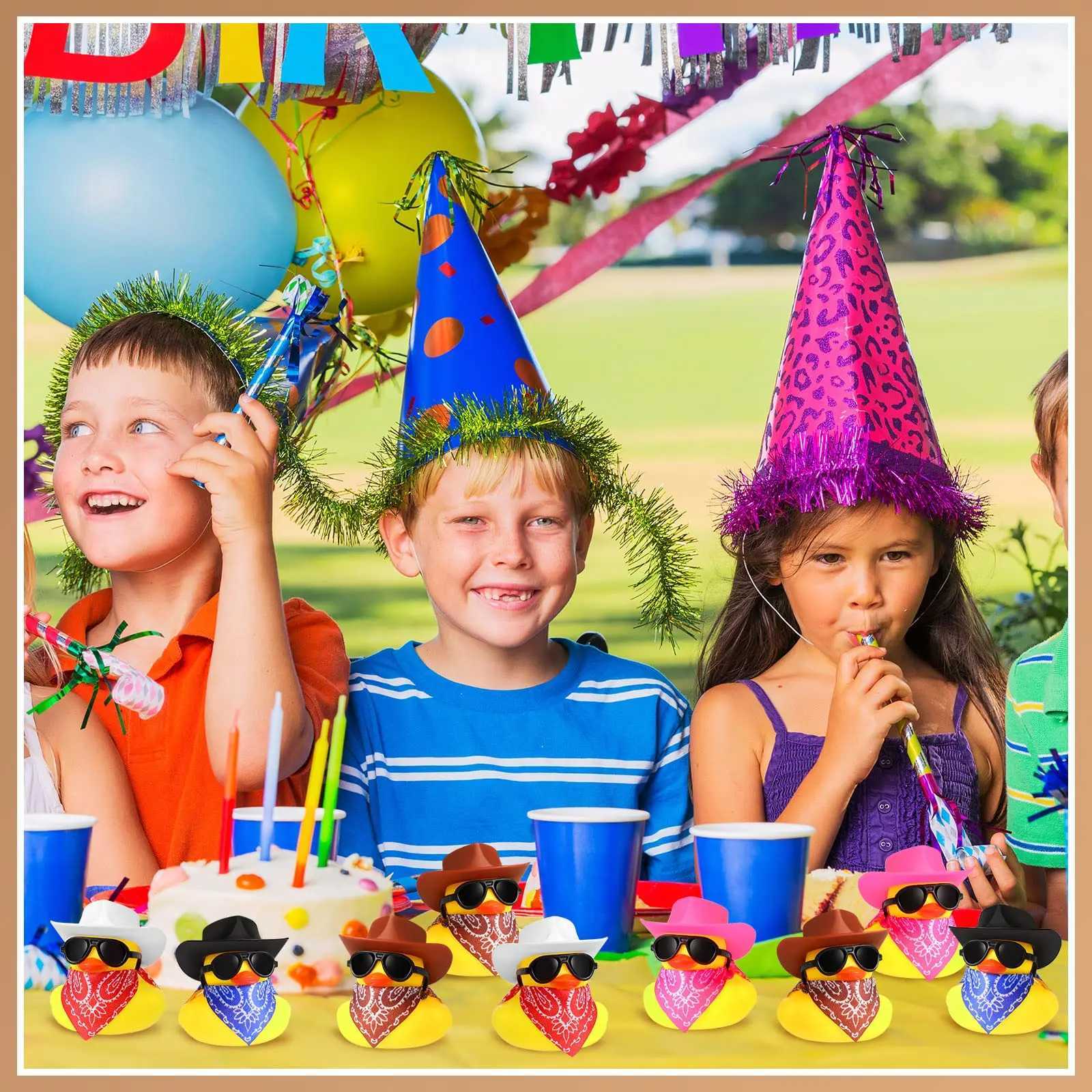 6 SetCowboy Rubber Duck with Hat and Scarf Mini Rubber Duckies Party Toys Shower Birthday Swimming Party Favor C250915