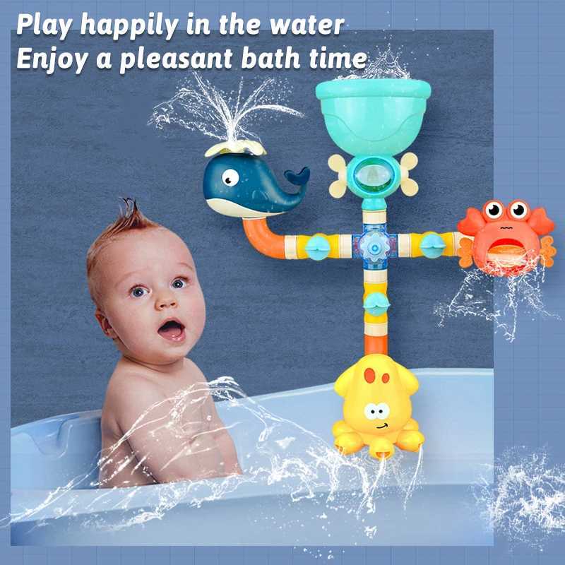 Baby Bath Toy Children DIY Suction Cup Building Water Slide Marine Animals Dinosaur Egg Shower Interaction Games Play Water Toys C250915