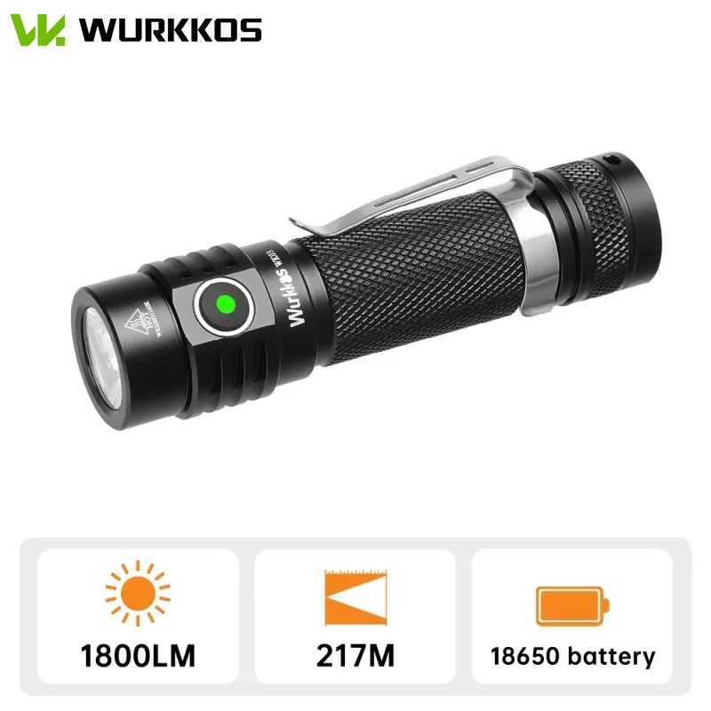 Wurkkos WK03 LED Flashlight 18650 Torch 1800LM ATR Luminus SST40 Rechargeable USB C Light IP68 Waterproof for Hiking Camping C250915