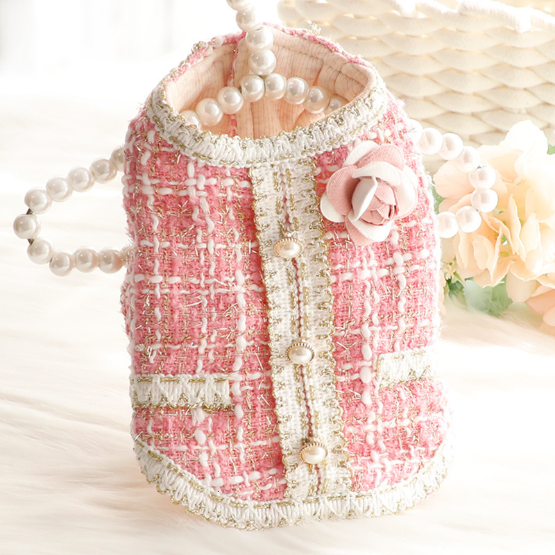 Clothes Autumn Winter Outfit Cat Princess Little Chanel Style Trimmed Cotton Vest Small Dog Pet 3436