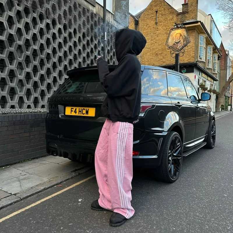 Gothic Men Baggy Jeans Y2K Retro Ten Stripes High Quality Unisex Streetwear Trendy High Street Casual Straight Denim TrousersXJ250915