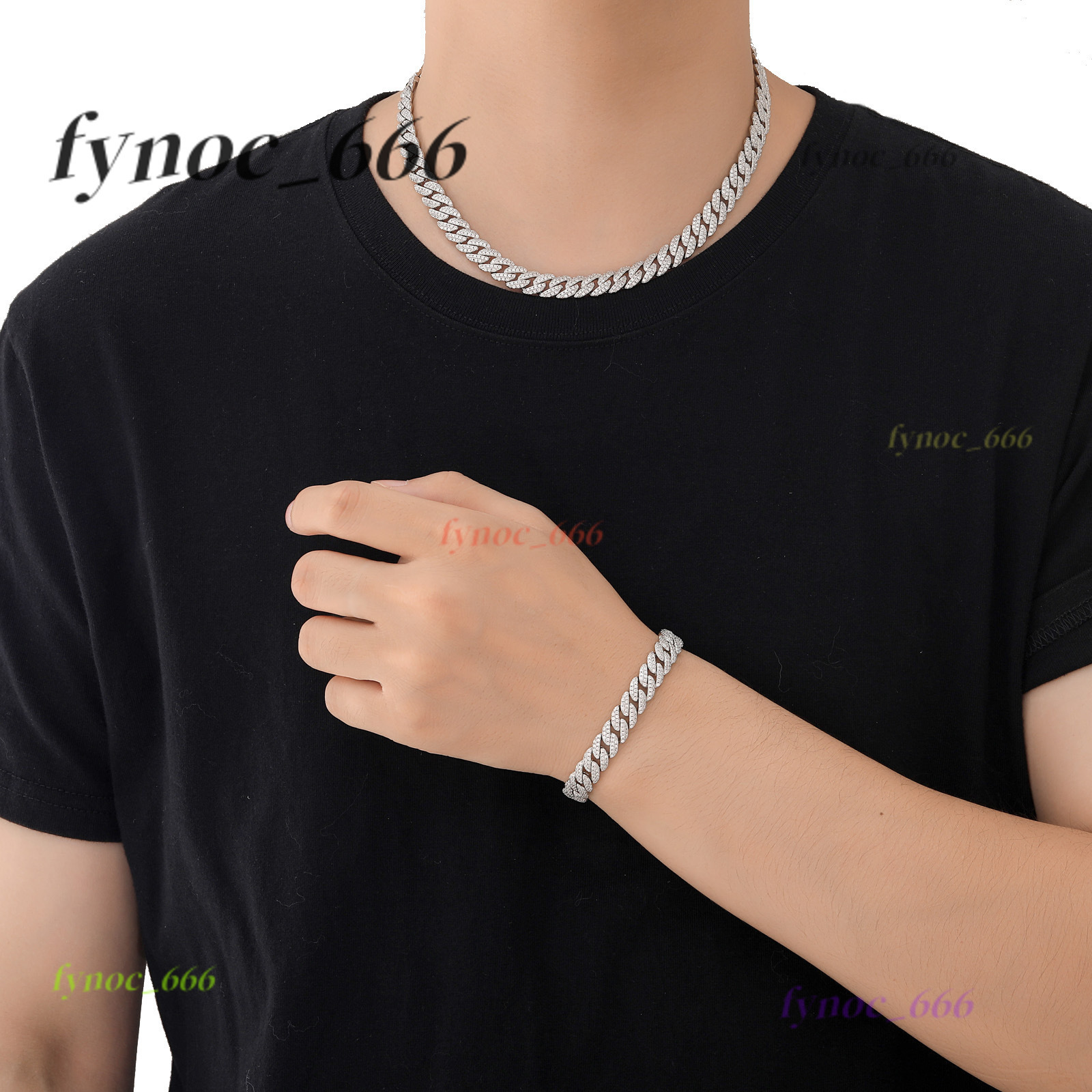 High Quality Hip Hop Iced Out 10mm Moissanite Cuban Link Chain Necklace Bracelet Miami Choker Necklace Women Man