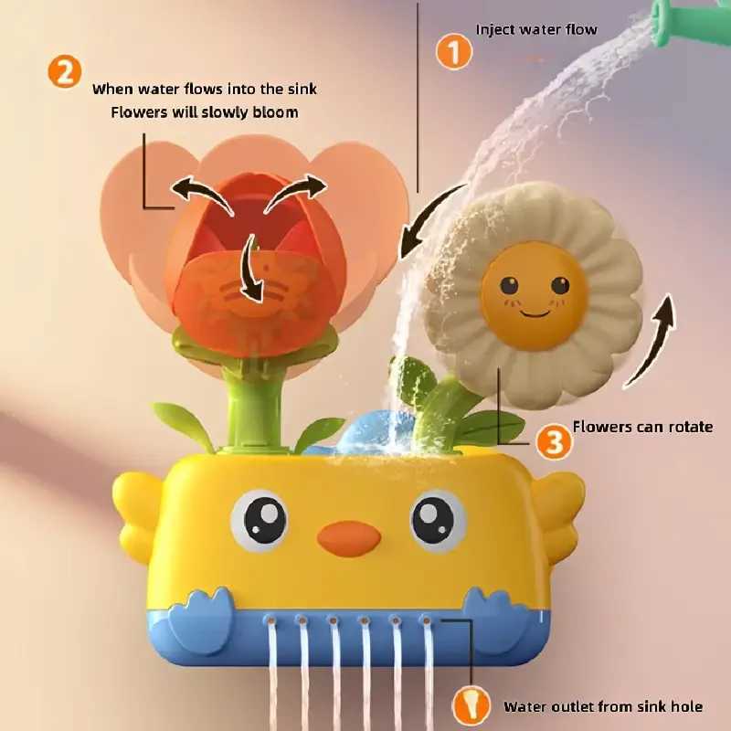 Flower Bath Toys for Kids Rotating Water Play Shower Fun Baby Bath Toys Bathtub Toy Water Pool Toys Toddler Shower Toy Boys Girl C250915