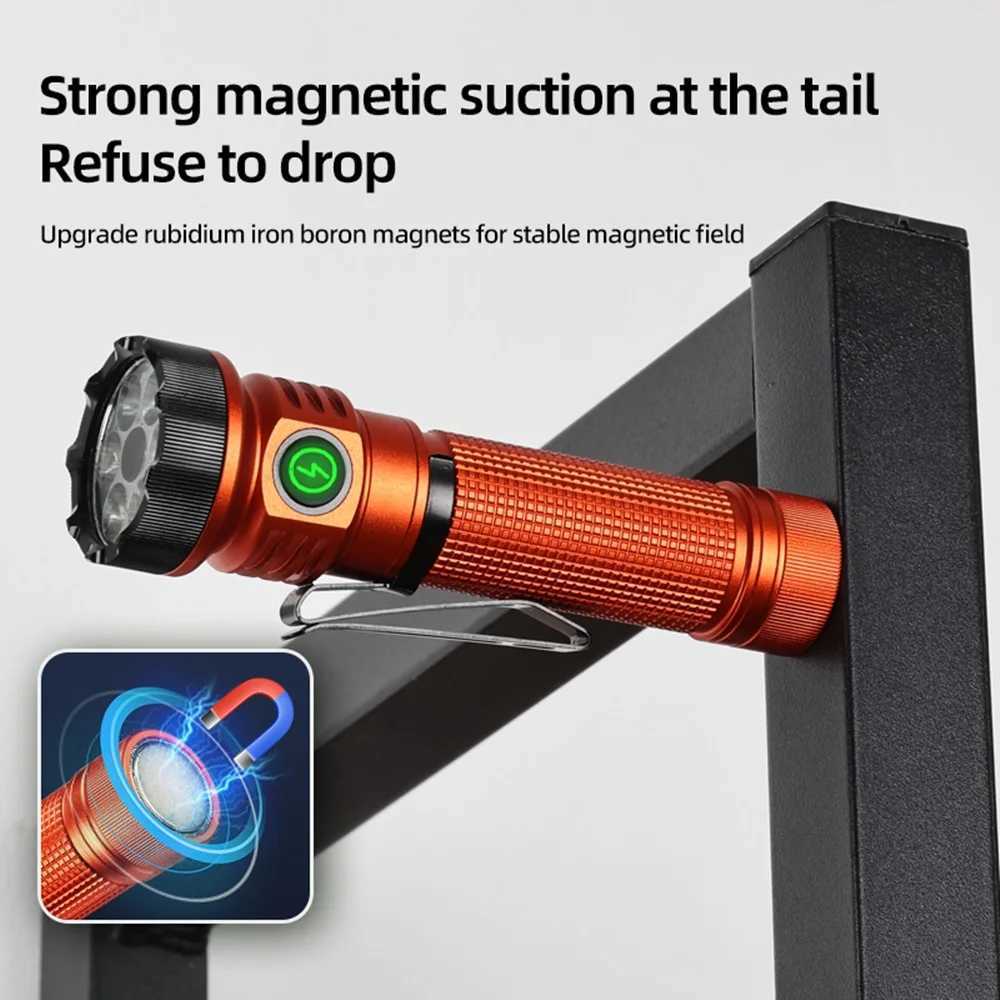 7xLED High Bright White Red Green Blue UV Light Multipurpose Magnet Flashlight Outdoor Hiking Travel Camping Work Lighting Torch C250915