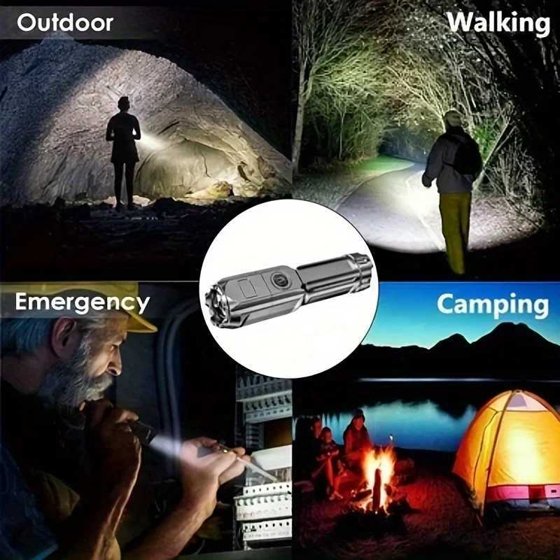 12PCS Strong Light Telescopic Electric Flashlight Portable Multifunctional Telescopic Home Handheld Light C250915