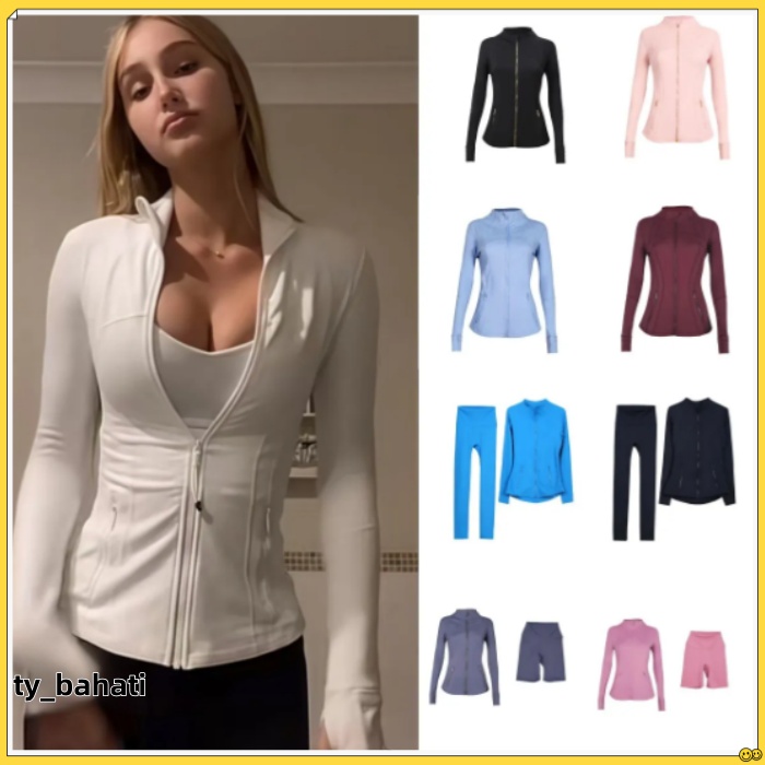 Women's lululemoonse Yoga long clothes sleeves Jacket lululemoonlegging Outfit Solid Color Nude Sports Shaping Waist Fitness Jogging Sportswear For Lady Legging