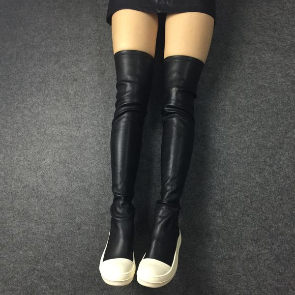 Stylish Boots Designer Gothic Women Over the Knee High Boots Fashion Warm Cotton Booties Platform Shoes Winter Dark Metal Punk