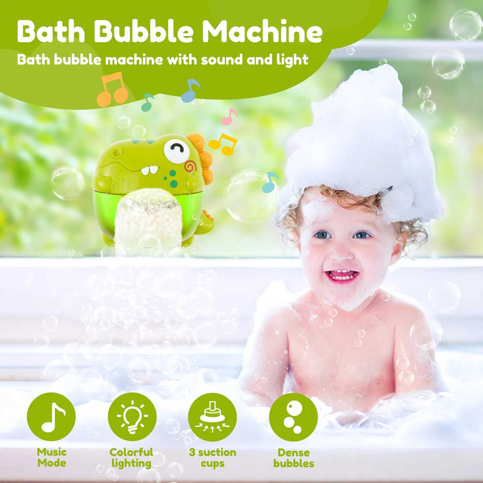 Dinosaur Bubble Machine Baby Bath Toys with Colorful LED Light Music Electric Soap Automatic Bubble Maker Children Bathroom Toy C250915