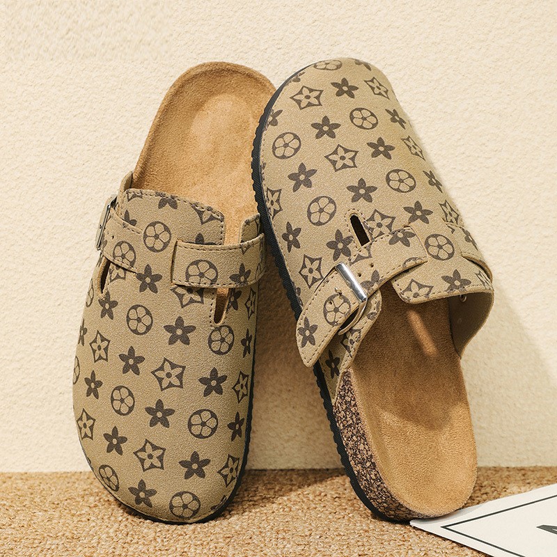 free shipping Fashionable slippers breathable anti slip trendy brand slippers men's couple style high-end feel, office and business Baotou slippe