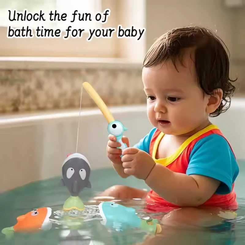 Magnetic Fishing Games Kids Bathtub Bath Toys For Toddlers Floating Swimming Fish Duck Whale Floating Water Toys For Kids Gifts C250915