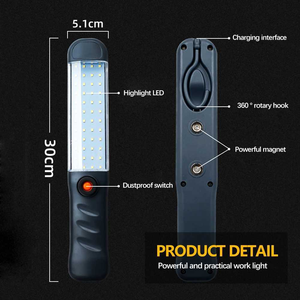 LED Flashlights Rechargeable Work Light with Magnetic Base and Hanging Hook 3 Modes Floodlight for Car Repair Grill Outdoor Use C250915