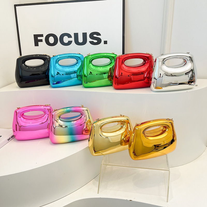 Luxury Brand Designer Bag Women's Glossy Acrylic Box Bag 2025 New European And American Candy Color Stylish Versatile Wrist Chain Evening Bag