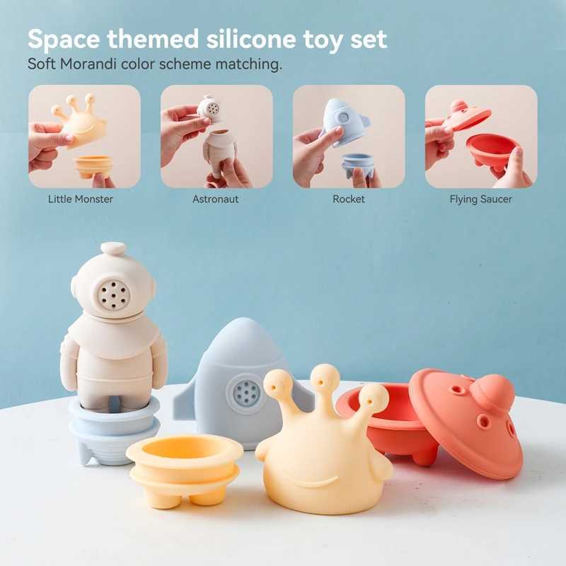 Baby Bath Toys Animal Silicone Cartoon Astronauts Play With Water Toys No BPA Swim Bathroom Baby Silicone Sprinkler Bathtub Toy C250915