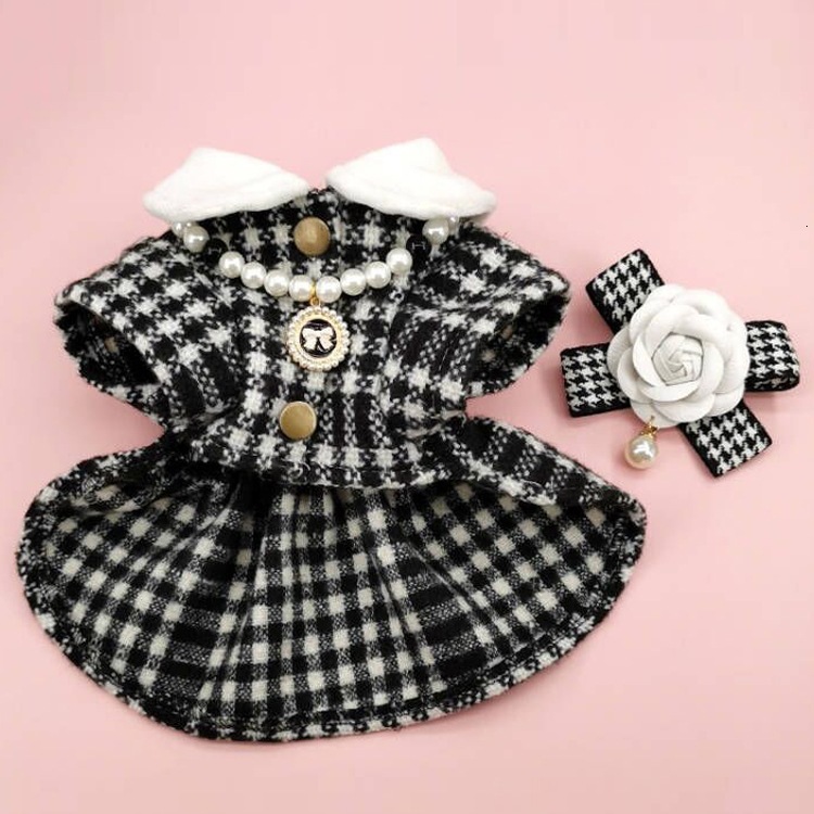 Pet Little Chanel Style Dog Spring and Autumn Maltese Teddy Bichon Pomeranian Puppy Clothes Cat Princess Dress