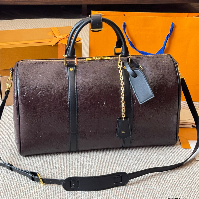 Keepa BANDOULIERE 45 50 embossing Luggage Bag for Men Travel Fashion High Quality Women Luxury Travel Leather Handbag Large Capacity Carrying Luggage fitness bag