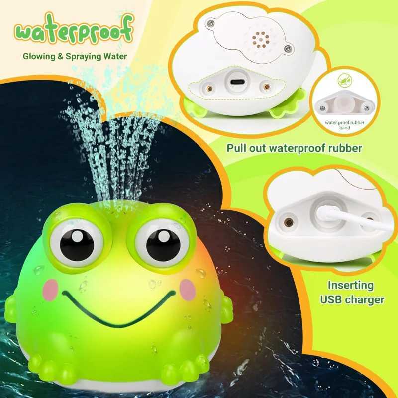 Baby Bath ToysAutomatic Spray Water Frogs Rechargeable Light Up Bath Time Toys Bathtub Pool Water Sprinkler Toy for Kids C250915