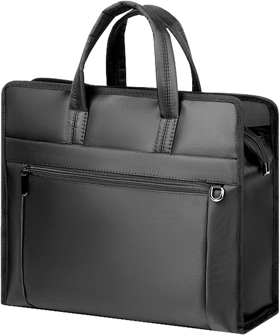 Black Oxford Handle Document Bag with Zipper Briefcase for Men File Tote Bag for Carrying Paper Files HorizontalW250914
