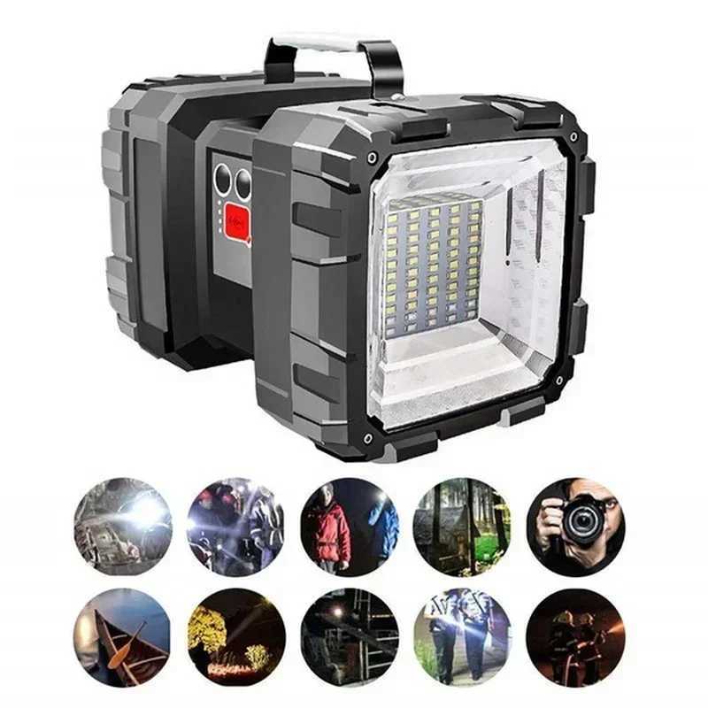 XHP100 Super Bright LED Touch Light Searchlight Double Head Flashlight USB Rechargeable Portable Outdoor Emergency Lights C250915