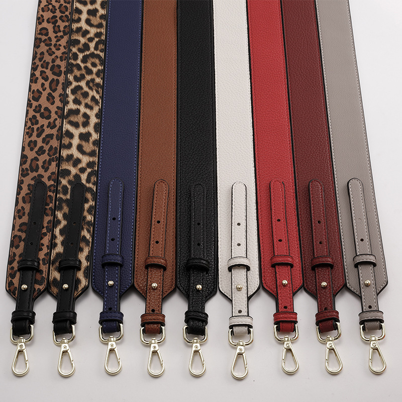 Bag Parts Accessories Woman PU Leather Wide Shoulder Strap Lychee Pattern Two Long Short Bucket Bag Strap er Replacement Bags Straps 230217