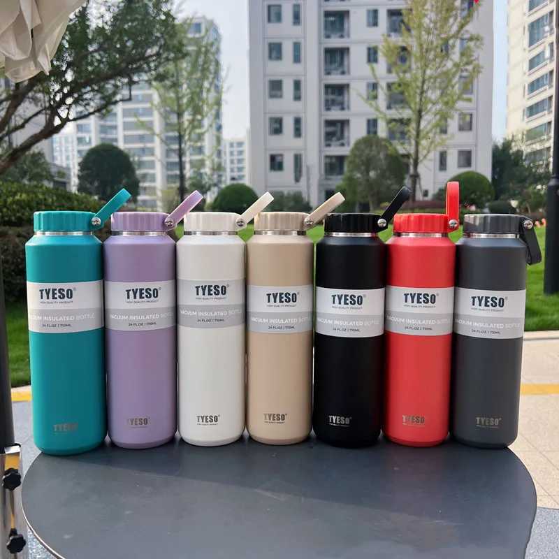 TYESO Insulated Water Bottle Stainless Steel Sport Cup with Handle Portable Travel Mug for Men Women 612 Hours Thermal Cold Hot F250915