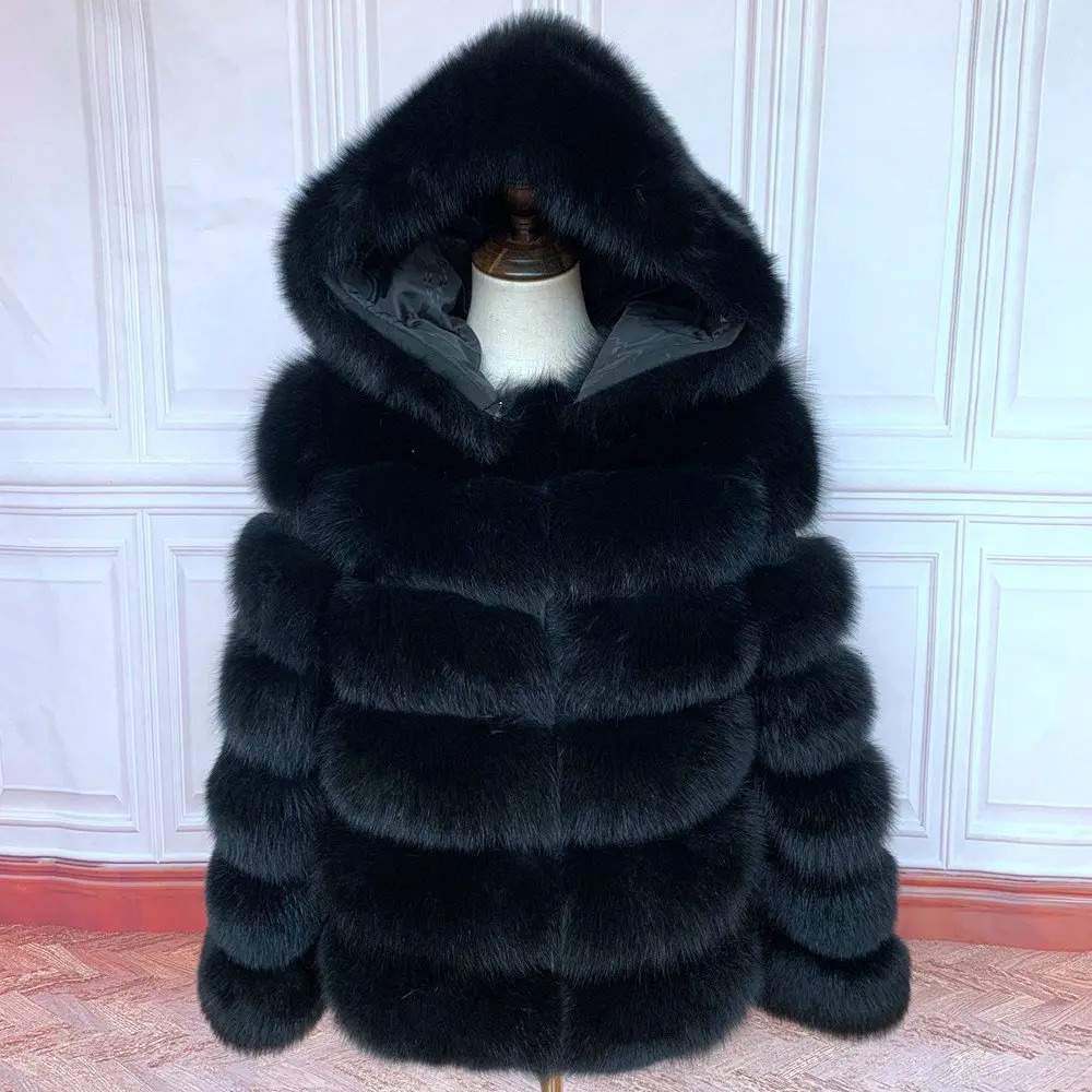 Fur Coat Womens Winter Coats Overcoat Female Fur Jackets For Women Long Sleeves Hood womans Real fur coats Real Fur Clothing 250915