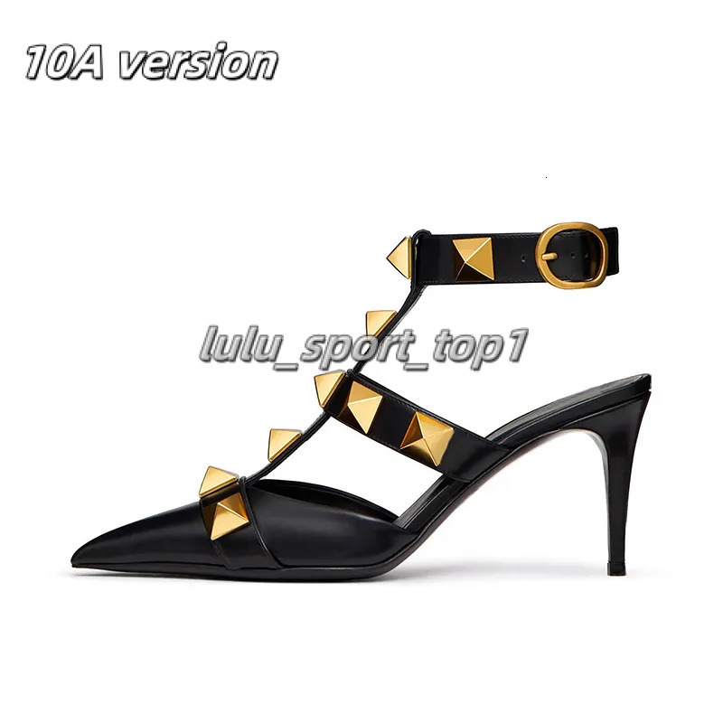 2025 10A valentine newest designer dress shoes women sneakers stud pump high heels pointed toes patent leather metallic gold black rose womens de2