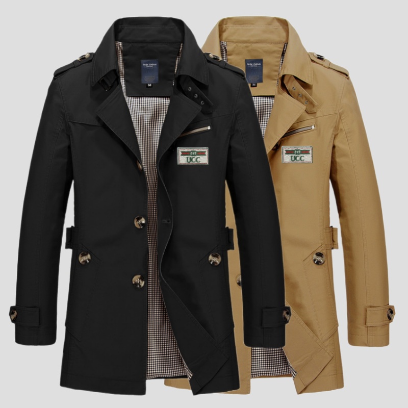 New 2025 Spring Autumn Luxury Designer Men's Trench Coat Jacket Fashion Men's Waterproof Embroidery Brand Logo Couple Long Jacket Windproof Coat Asian Size M-5XL