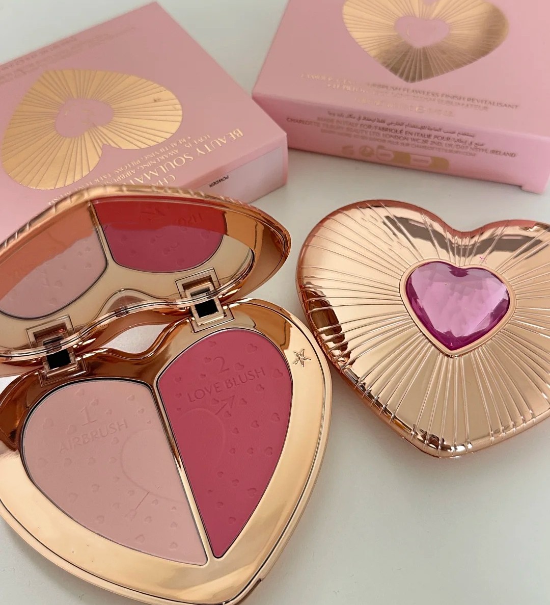 High Quality Dual-Color Heart Blush Palette Pink Peach blush Powder Shadow Blusher All-in-one love blush Palette 13ml
