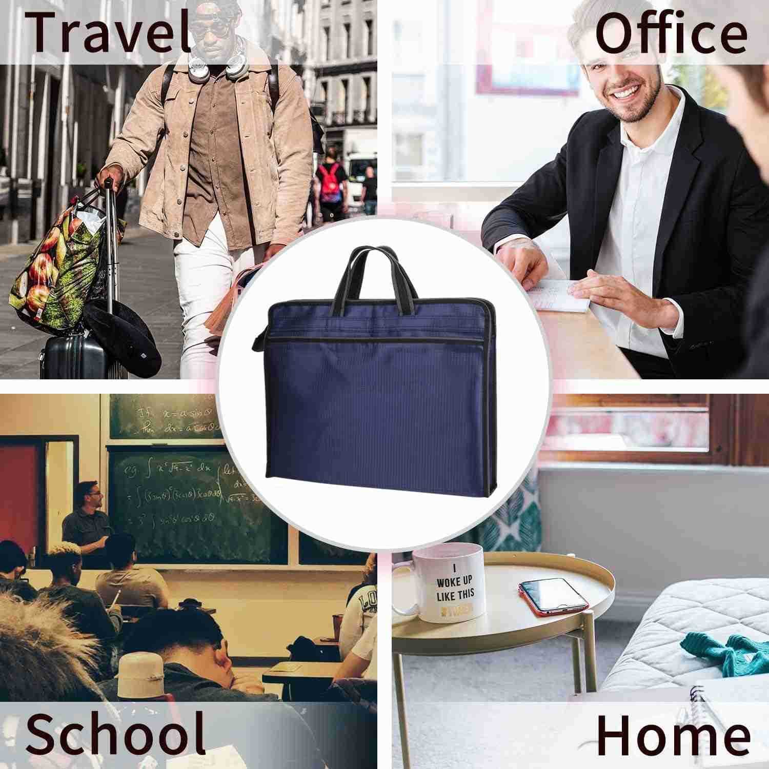 Zipper Business Document Bag Waterproof File Folder Bag Briefcase Portable Portfolio Carrying Case Handbag Unisex Adults File Storage Organizer HolW25