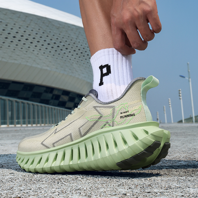 Men's Summer Outdoor Sneakers - Breathable Mesh Fabric & Cushioned Lightweight Running Shoes