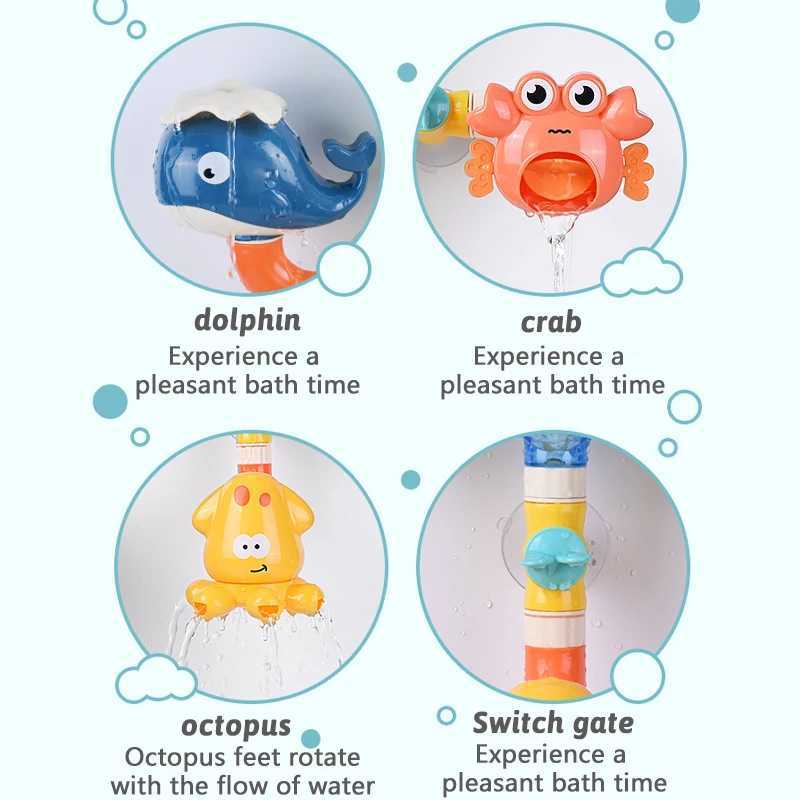 Baby Bath Toy Children DIY Suction Cup Building Water Slide Marine Animals Dinosaur Egg Shower Interaction Games Play Water Toys C250915