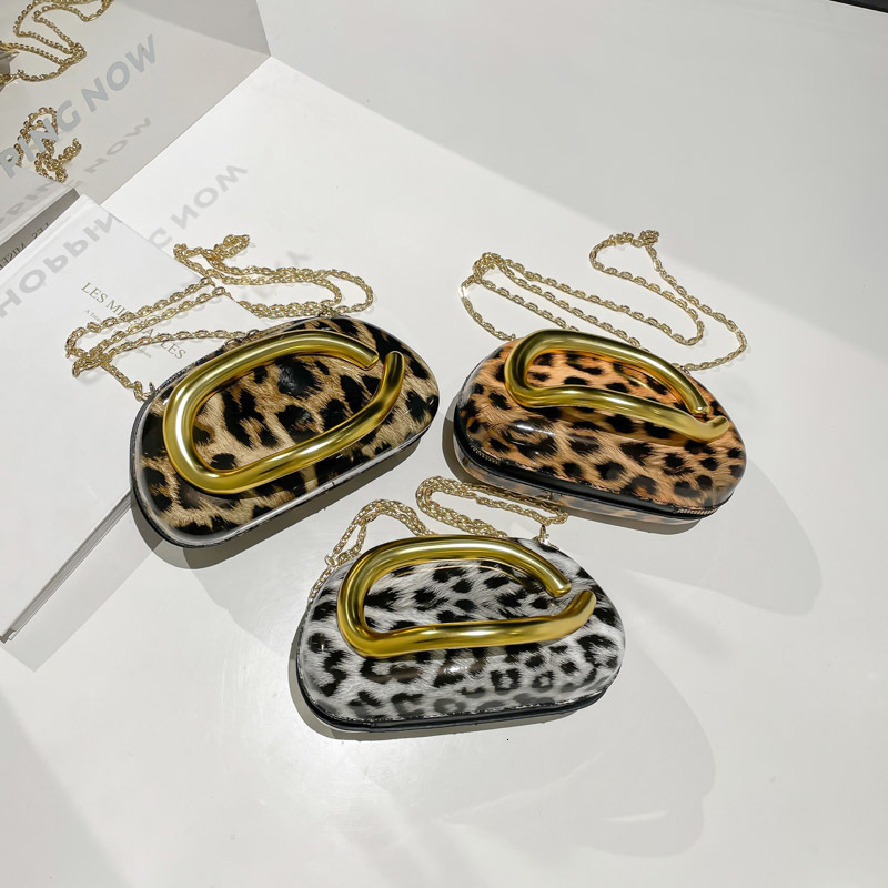 Luxury Brand Designer Bag 2025 Women's European And American New Style Single Shoulder Crossbody Bag Irregular Shell Acrylic Fashion Leopard Prin