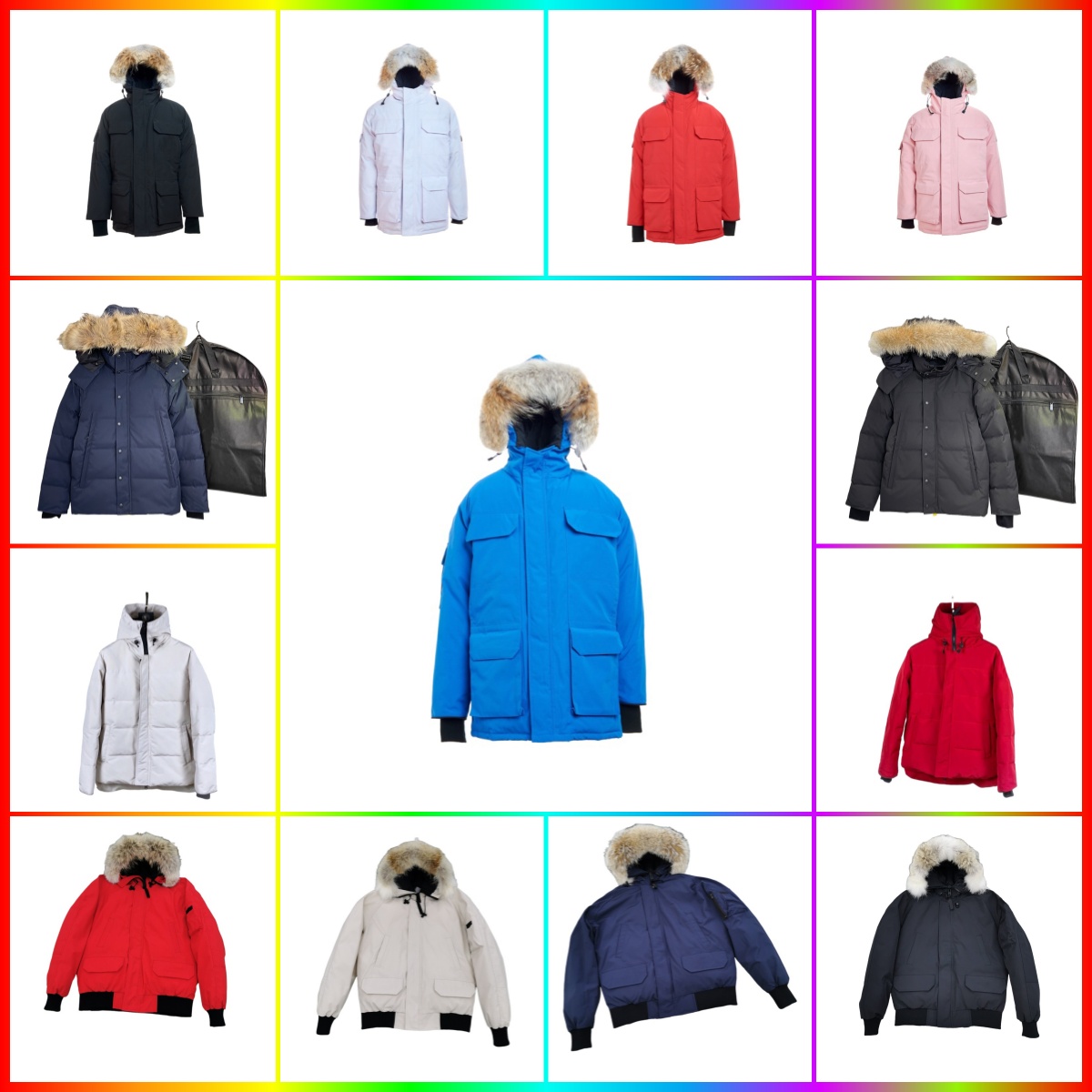 Men top-Quality Designer purffer jacket Down Jacket men's Women's Wolf Fur Collar Parka Winter Fashion Outdoor Padded Warm Windproof Jacket gooses parkas