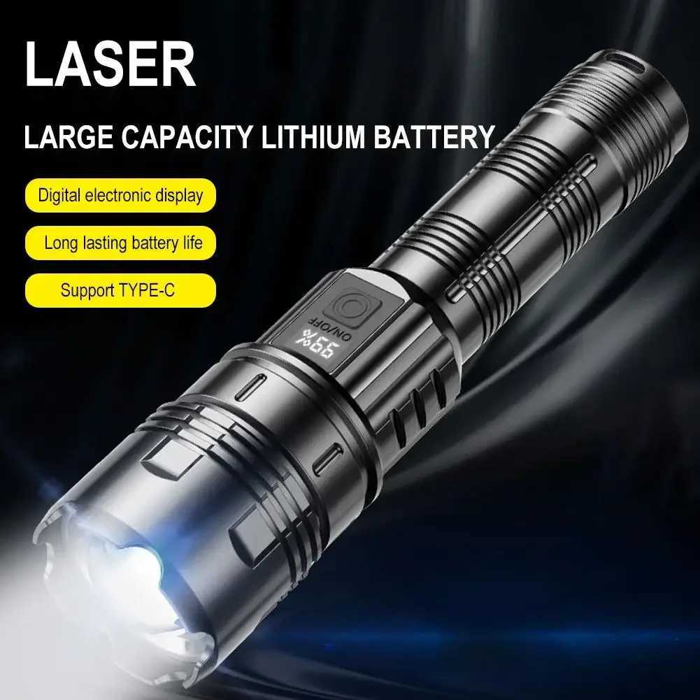 White Laser Flashlight With Power Display High Brightness Handheld Zoom Fishing Outdoor Work Telescopic Camping Ligh Light S5G1 C250915
