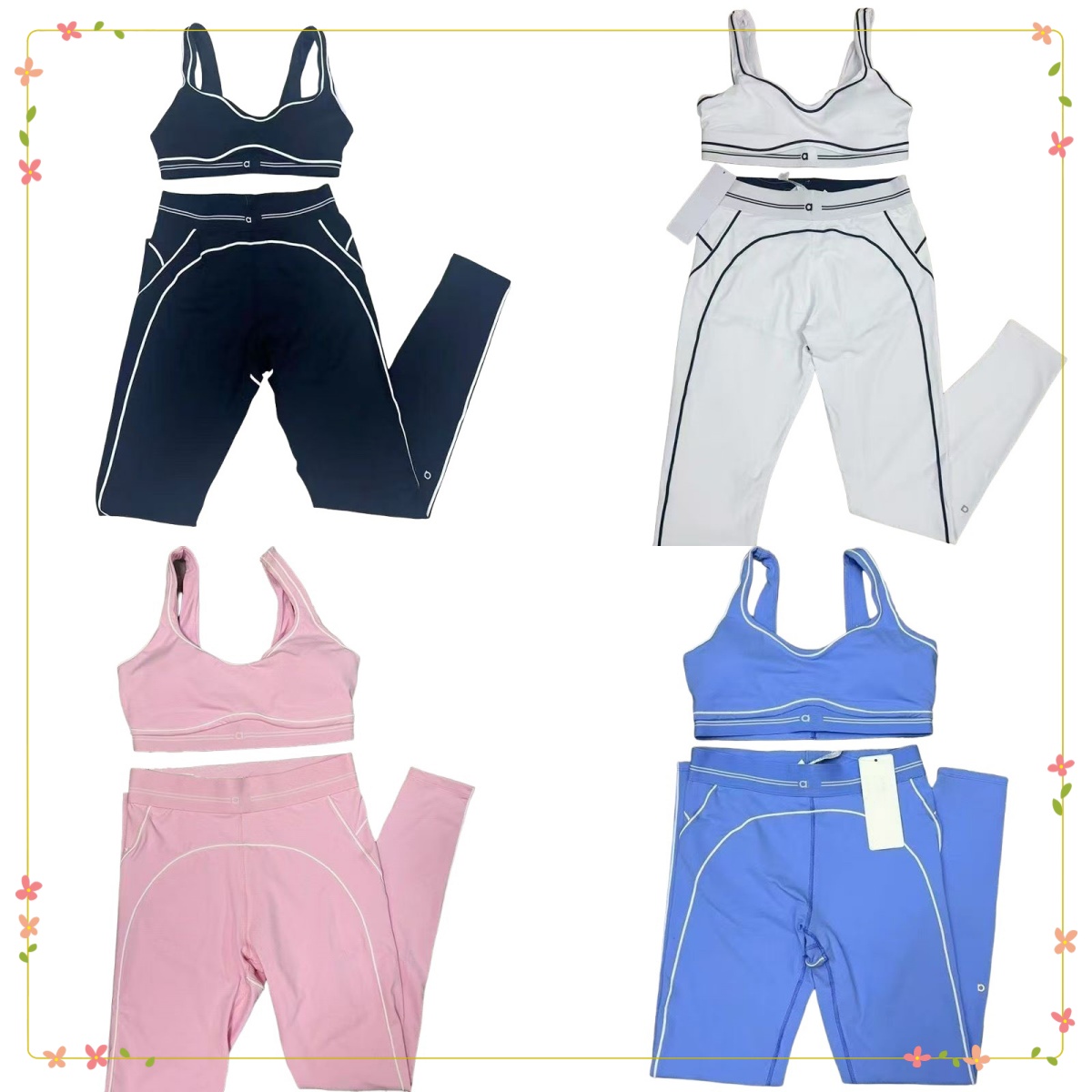 Yoga Set clothes Yoga Set Womens Sports Bra+Leggings High-End White Striped Low Back Dance Yoga Outfits Summer Running Fitness Gym Pilate Set Wom
