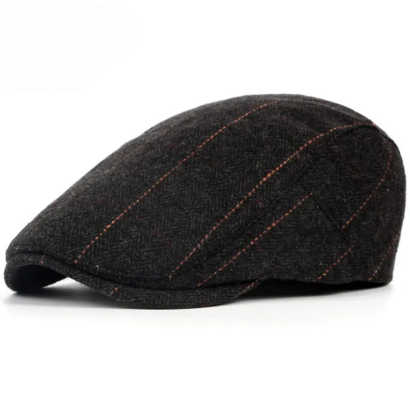 Retro sboy Caps Male British Painters Hats Autumn Winter Berets Herringbone Grid with Red Line Flat Cap Hip Hop Berets 250915