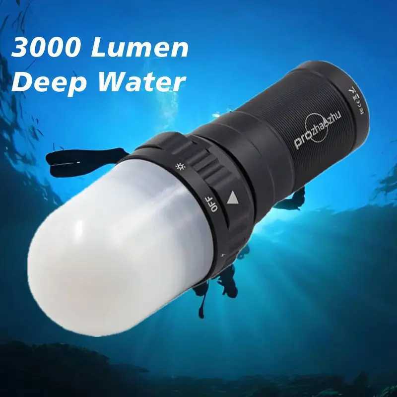 Diving Strobe 3000 Lumen IP68 200M Alumium Alloy Rechargeable Scuba Signal Light C250915