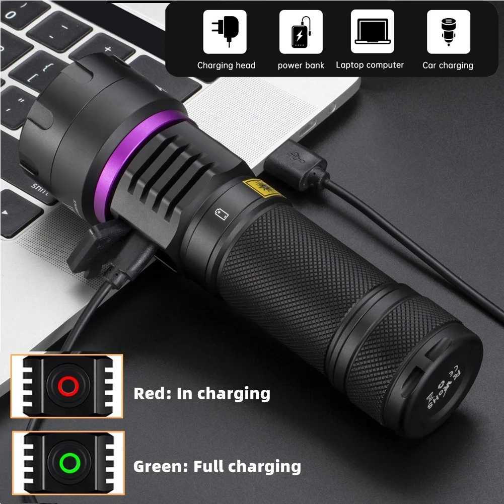 120W 365nm UV Flashlight 6Light Ultra Violet Black Light Ink Dryer Money Fluorescer Cat Dog Urine Tinea Ore Money Detector SV116 C250915
