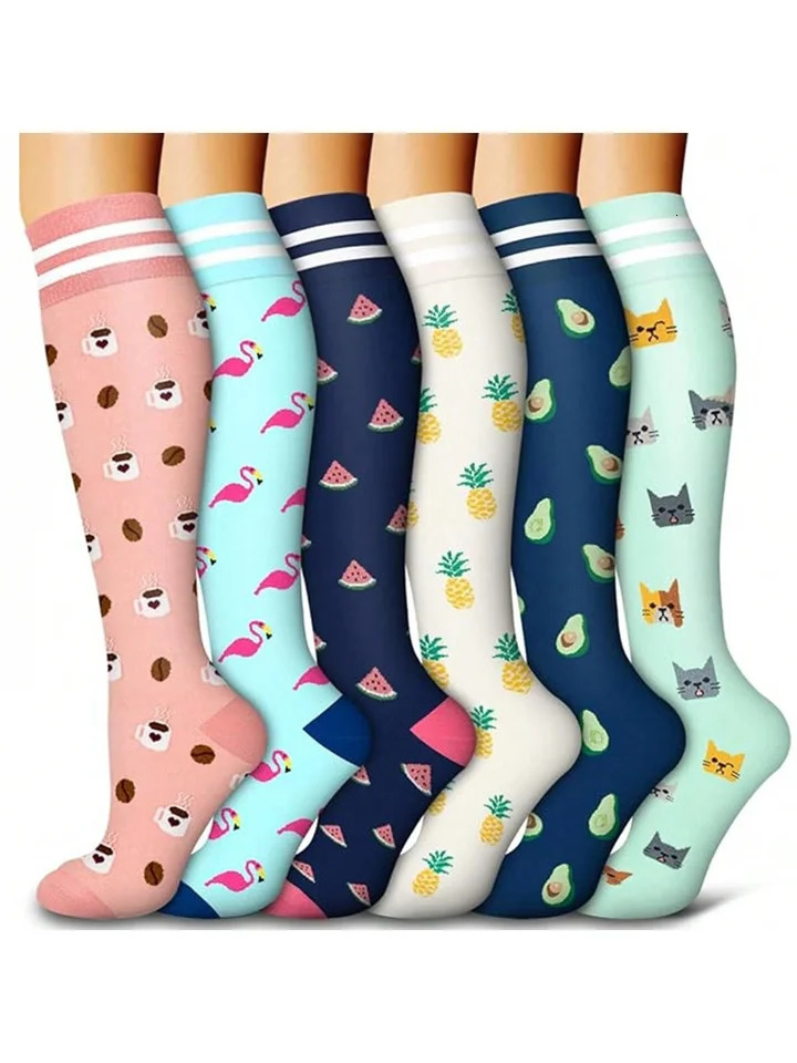 Animal Fruit Compression Socks for Men Women Running Nurse Nurses Sport 6 PAIRS Ladies Lady Womens 250915