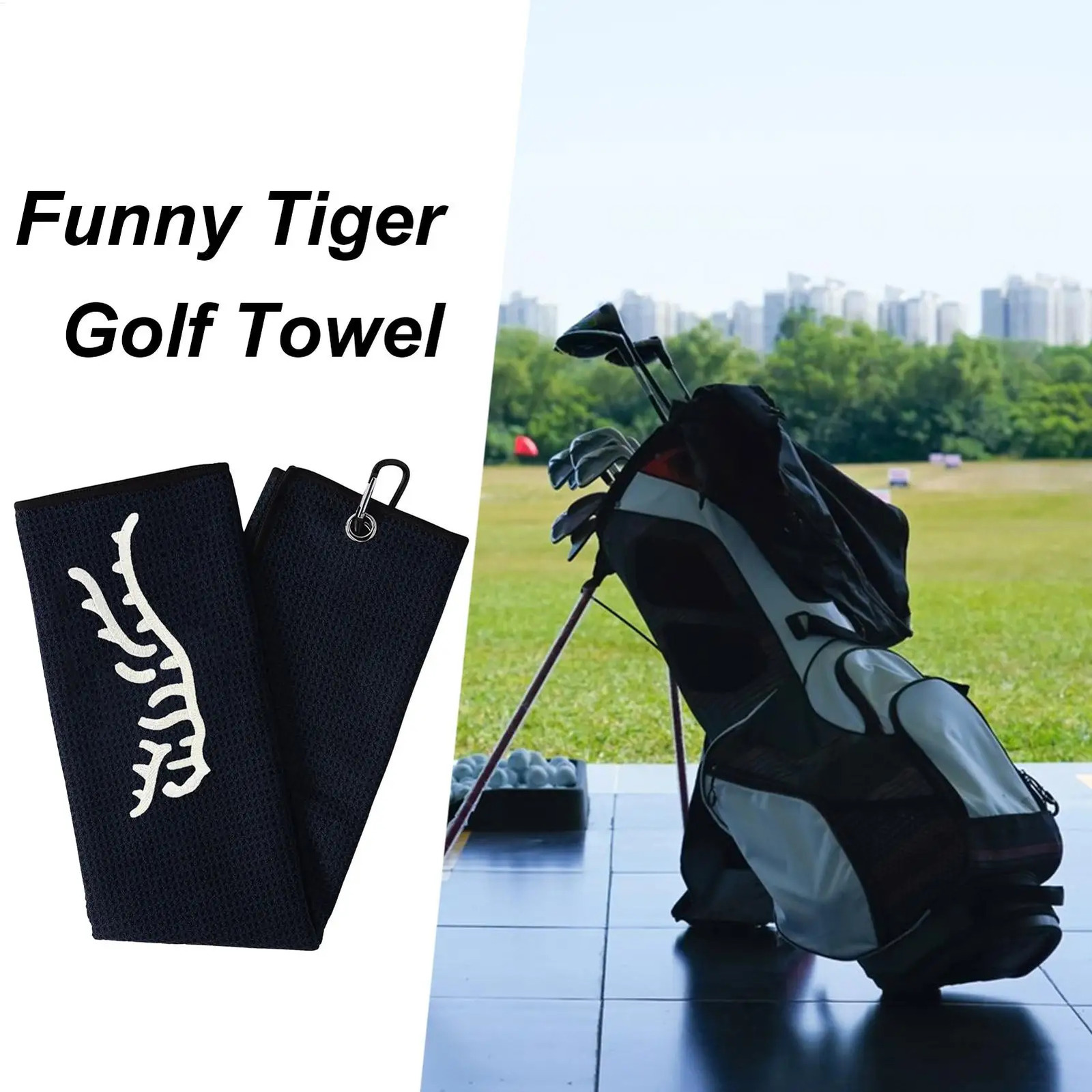 1pc Tiger ed Golf Towel Microfiber Waffle Texture Soft Material with Ciner for Bags and Accessories 250915