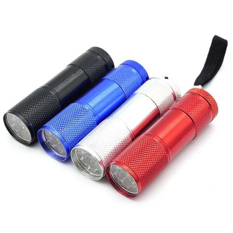 100pcs Use Aaa New Fashion High Quality Mini Aluminum Uv Ultra Violet 9 Led Flashlight Blacklight Torch Light Lamp C250915