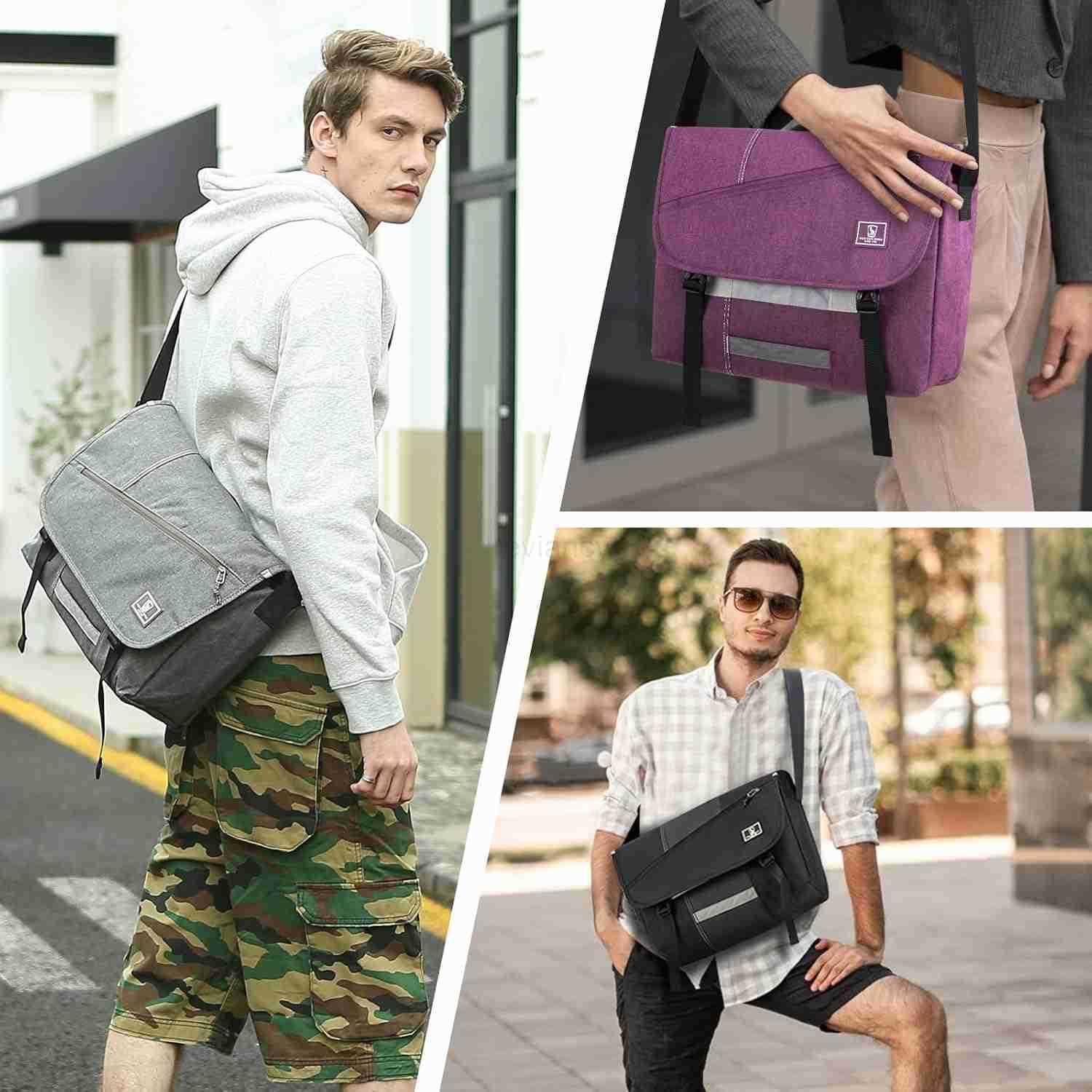 Travel Messenger Bag for Men 156 Inch Laptop Satchel Bag Men Crossbody Shoulder Bags Briefcase Computer Bag Large Work College BlackW250915