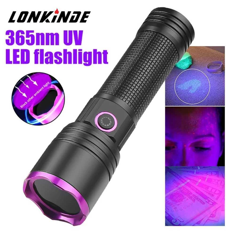 365nm 80W UV Flashlight Type C Rechargeable Filtered LED Ultraviolet Detection Torch Pet Pee Urine Rocks Gem Money Detector C250915