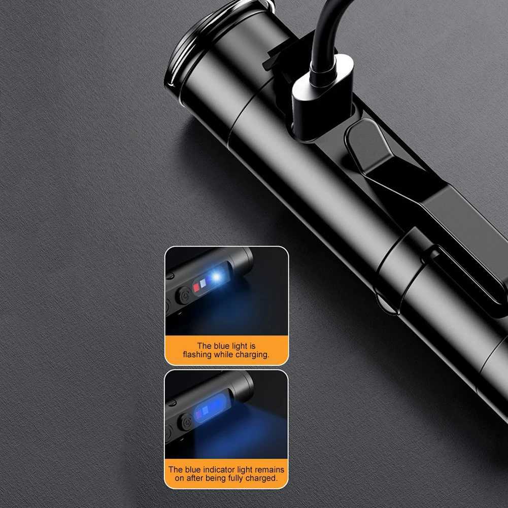 Taclite Mini Flashlight Emergency Torch Rechargeable Magnetic LED Tactical Flashlight EDC Strong Light Outdoor LED Camping Lamp C250915