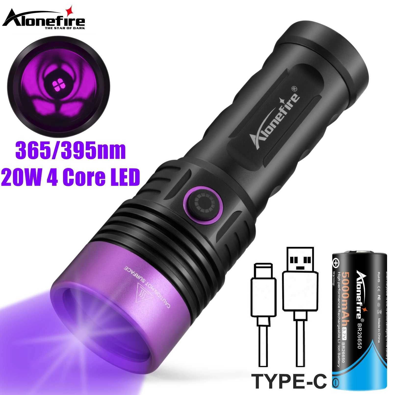 Alonefire SV53 20W 365nm High power UV Flashlight Ultraviolet Blacklight Detector Money Pet Urine Dry Stains Bed Bug Scorpions C250915