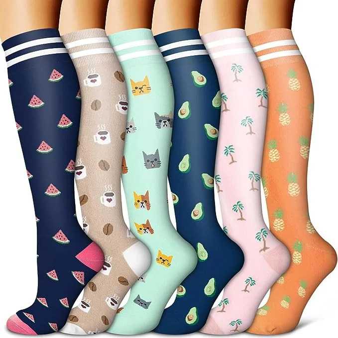 Animal Fruit Compression Socks for Men Women Running Nurse Nurses Sport 6 PAIRS Ladies Lady Womens 250915
