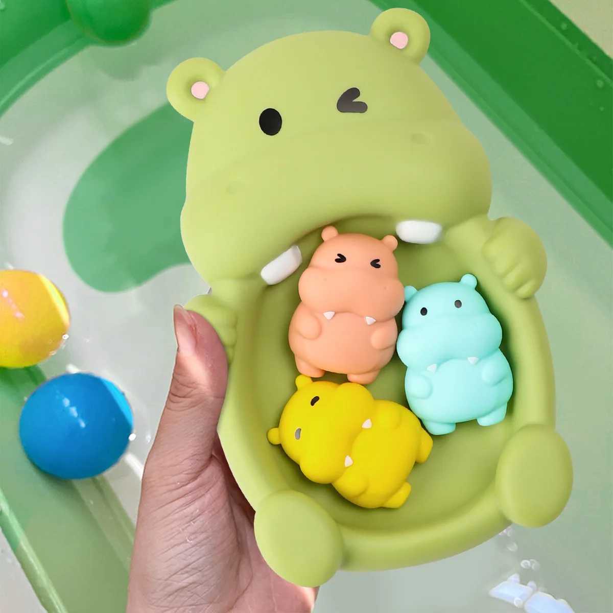 4Pcs Childrens Bathroom Floating Animal Hippo Otter Sealed Floating Play Toy Baby Bath Toy C250915